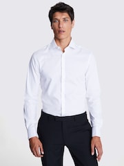MOSS Gloss White Slim Dobby Stretch Shirt - Image 1 of 3