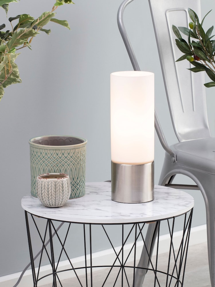 BHS Silver Cylinder Touch Lamp - Image 1 of 5