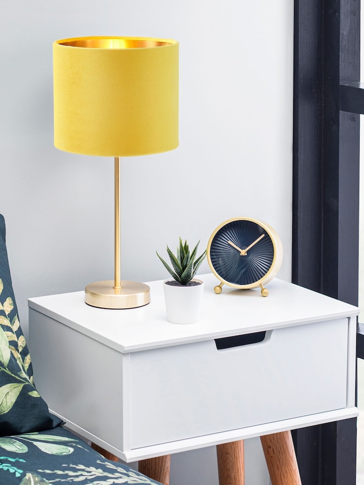 BHS Yellow Velvet Table Lamp - Image 1 of 5