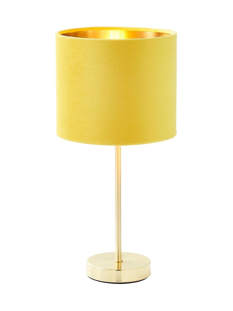 BHS Yellow Velvet Table Lamp - Image 2 of 5