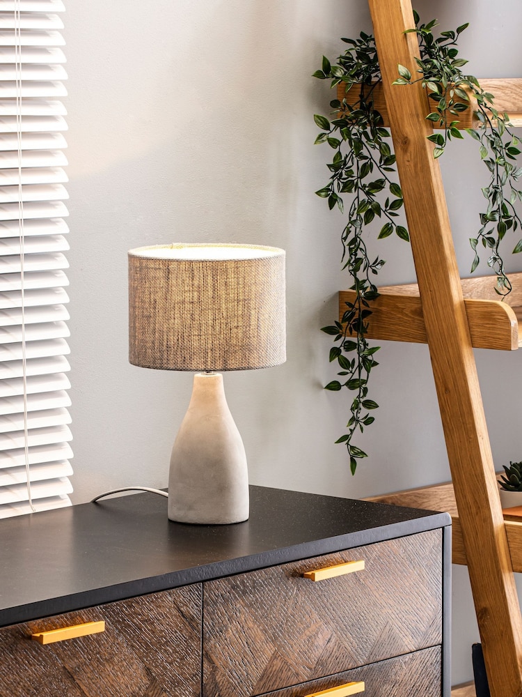 BHS Grey Mini Marcus Concrete Table Lamp - Image 1 of 5