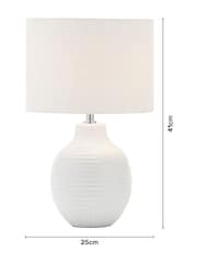 BHS White Gus Embossed Ceramic Table Lamp - Image 4 of 5