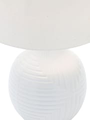 BHS White Gus Embossed Ceramic Table Lamp - Image 5 of 5