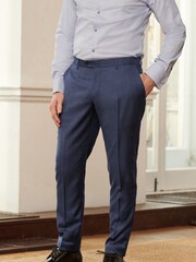 Navy Blue Slim Fit Signature Cerruti 100% Wool Sharkskin Suit: Trousers - Image 1 of 10