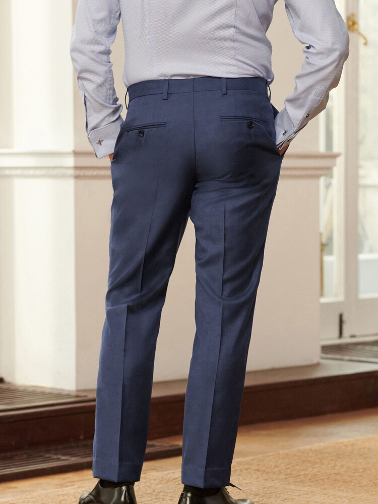 Navy Blue Slim Fit Signature Cerruti 100% Wool Sharkskin Suit: Trousers - Image 2 of 10