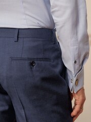 Navy Blue Slim Fit Signature Cerruti 100% Wool Sharkskin Suit: Trousers - Image 4 of 10