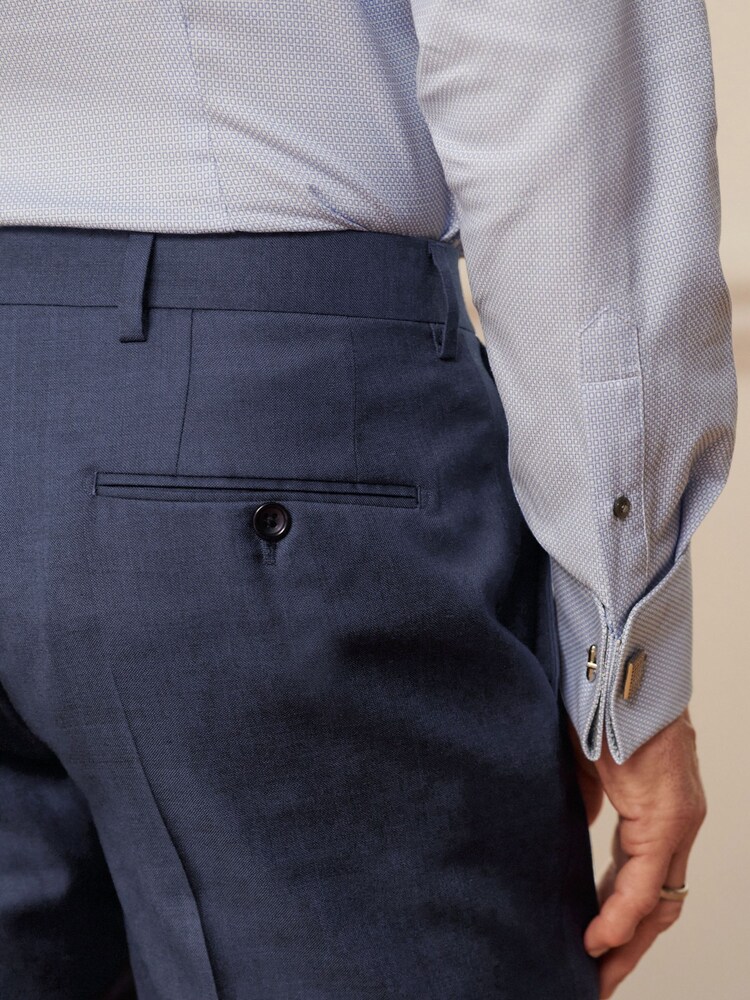 Navy Blue Slim Fit Signature Cerruti 100% Wool Sharkskin Suit: Trousers - Image 4 of 10