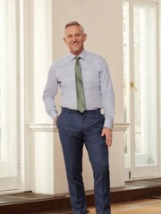 Navy Blue Slim Fit Signature Cerruti 100% Wool Sharkskin Suit: Trousers - Image 5 of 10