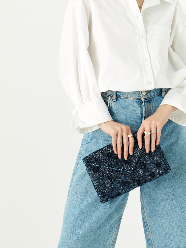 Accessorize Blue Tara Clutch Bag - Image 1 of 3