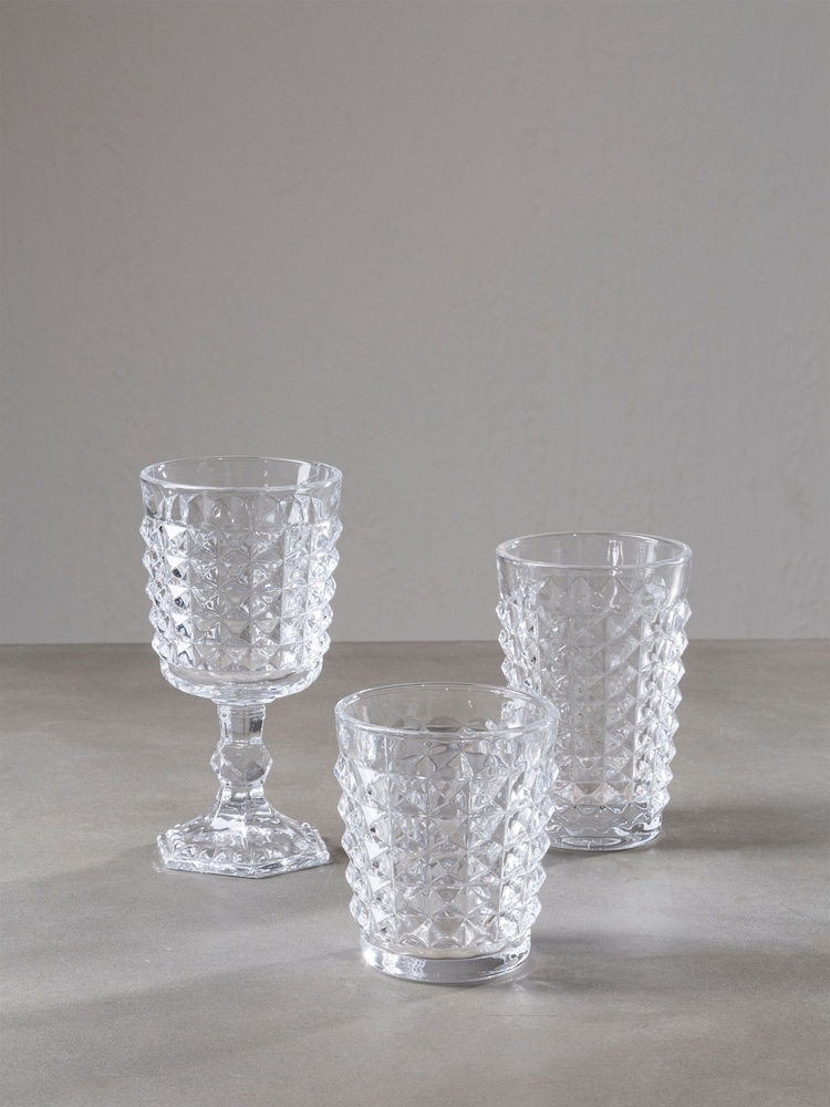 Maison by Premier Clear Martini Glasses Pyramid Wine Goblets Clear Glass Set of 4 - Image 1 of 4