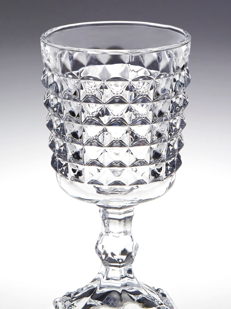 Maison by Premier Clear Martini Glasses Pyramid Wine Goblets Clear Glass Set of 4 - Image 2 of 4