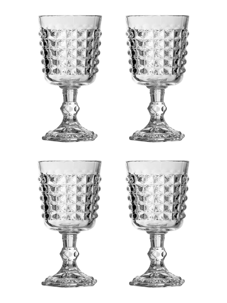 Maison by Premier Clear Martini Glasses Pyramid Wine Goblets Clear Glass Set of 4 - Image 4 of 4