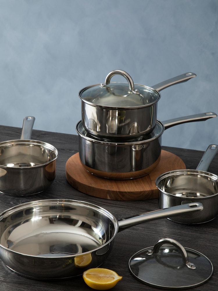 Essentials by Premier Silver Five Piece Cookware Set - Image 1 of 2 Essentials by Premier Silver Five Piece Cookware Set - Image 1 of 2