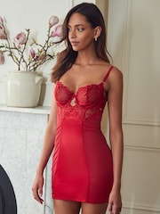 Lipsy Red Red Embroidered Cupped Slip - Image 1 of 5