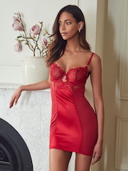 Lipsy Red Red Embroidered Cupped Slip - Image 3 of 5