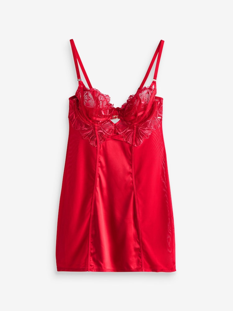 Lipsy Red Red Embroidered Cupped Slip - Image 5 of 5