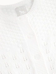 The Little Tailor Baby Pointelle 100% Cotton White Cardigan - Image 4 of 5