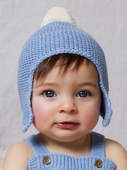 The Little Tailor Baby Knitted Trapper Hat with Pom Pom - Image 1 of 2