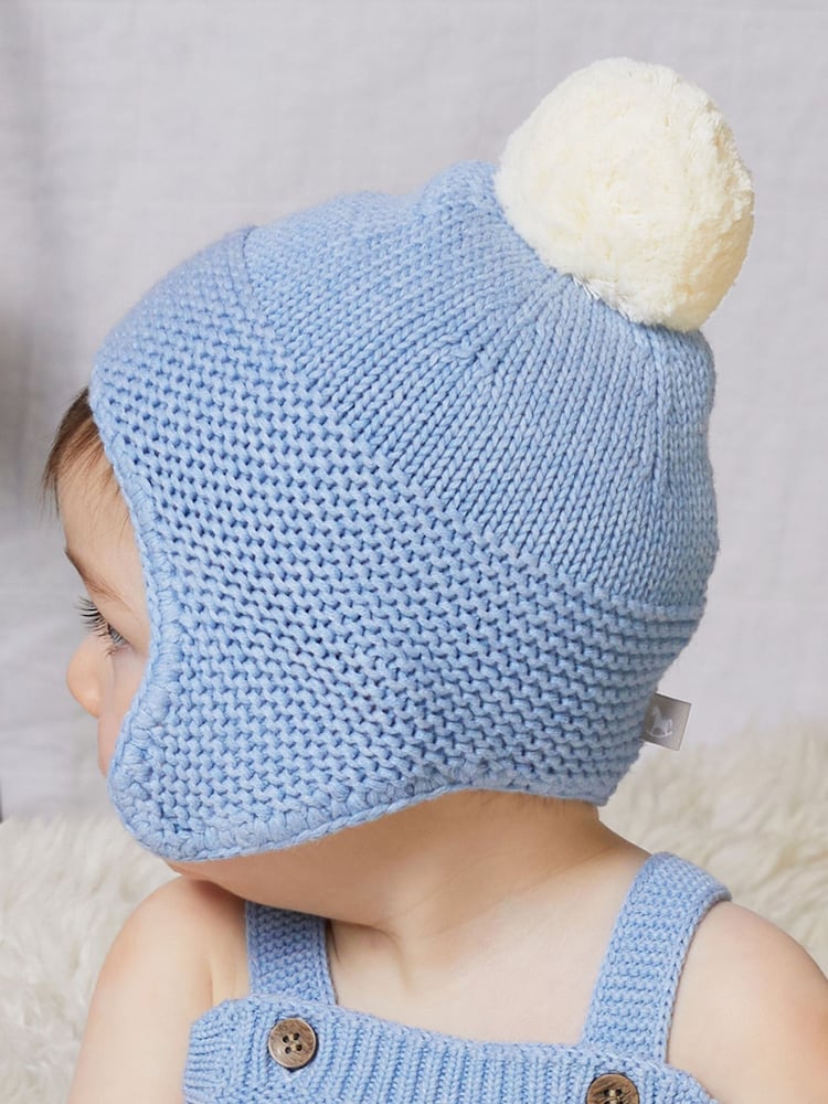 The Little Tailor Baby Knitted Trapper Hat with Pom Pom - Image 2 of 2