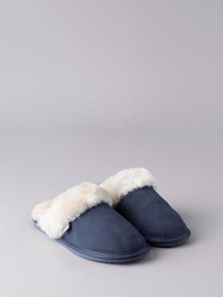 Lakeland Leather Navy Ladies Sheepskin Slider Slippers - Image 1 of 3