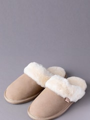 Lakeland Leather Stone Cream Ladies Sheepskin Slider Slippers - Image 1 of 3