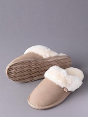 Lakeland Leather Stone Cream Ladies Sheepskin Slider Slippers - Image 2 of 3