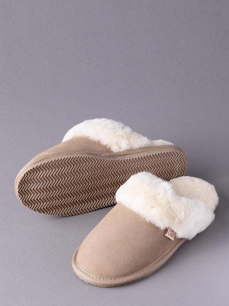 Lakeland Leather Stone Cream Ladies Sheepskin Slider Slippers - Image 2 of 3