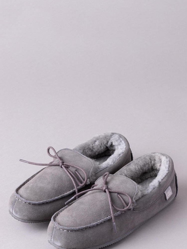 Lakeland Leather Grey Mens Sheepskin Moccasin Slippers - Image 1 of 3