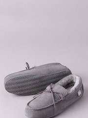 Lakeland Leather Grey Mens Sheepskin Moccasin Slippers - Image 2 of 3