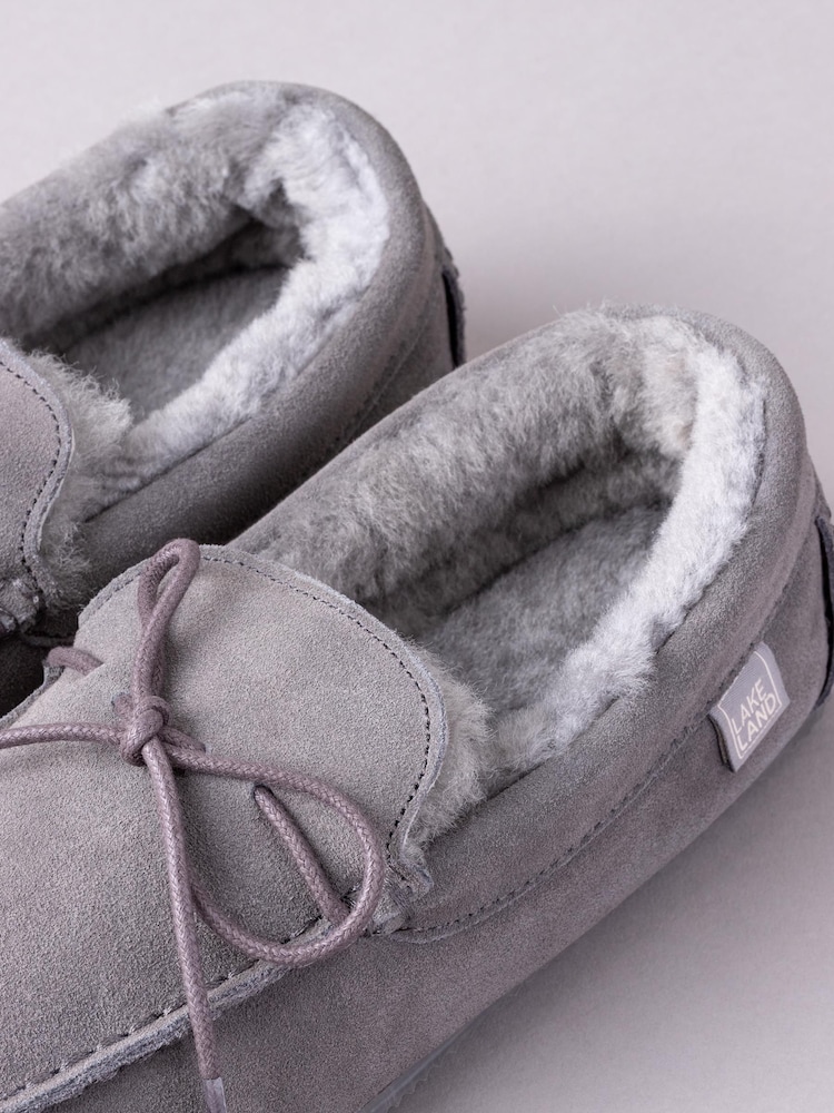 Серый - Тапочки-мокасины из овечьей кожи Lakeland (для мужчин) - Image 3 of 3 Серый - Тапочки-мокасины из овечьей кожи Lakeland (для мужчин) - Image 3 of 3