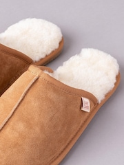 Lakeland Leather Tan Brown Mens Sheepskin Slider Slippers - Image 3 of 3