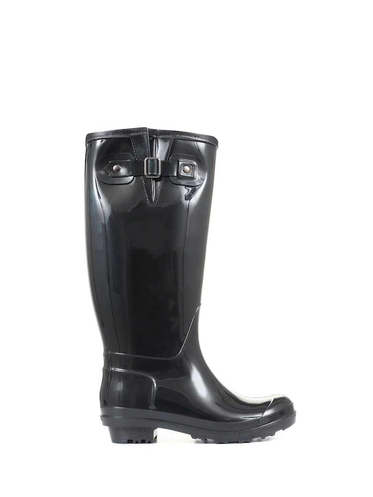 Pavers Black Pavers Ladies Patent Fleece Lined Wellies - Image 1 of 5 Pavers Black Pavers Ladies Patent Fleece Lined Wellies - Image 1 of 5