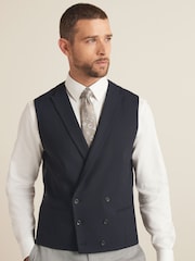 Navy Blue Double Breasted Wool Blend Morning Suit Waistcoat - Image 1 of 10