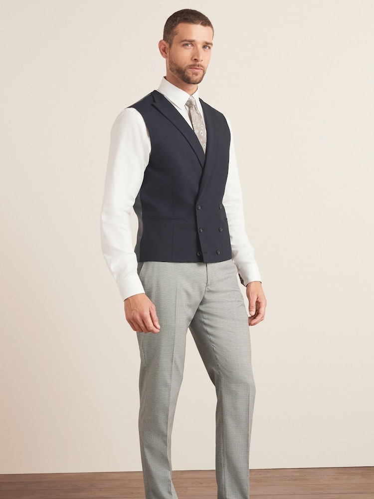 Navy Blue Double Breasted Wool Blend Morning Suit Waistcoat - Image 2 of 10 Navy Blue Double Breasted Wool Blend Morning Suit Waistcoat - Image 2 of 10