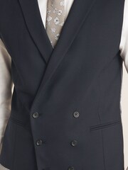 Navy Blue Double Breasted Wool Blend Morning Suit Waistcoat - Image 6 of 10