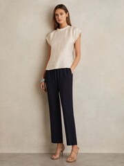 Reiss Navy Hailey Pull On Trousers - Image 1 of 6