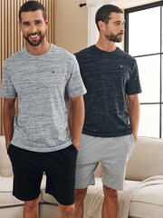Black/Grey Shorts Pyjamas Set 2 Pack - Image 1 of 11
