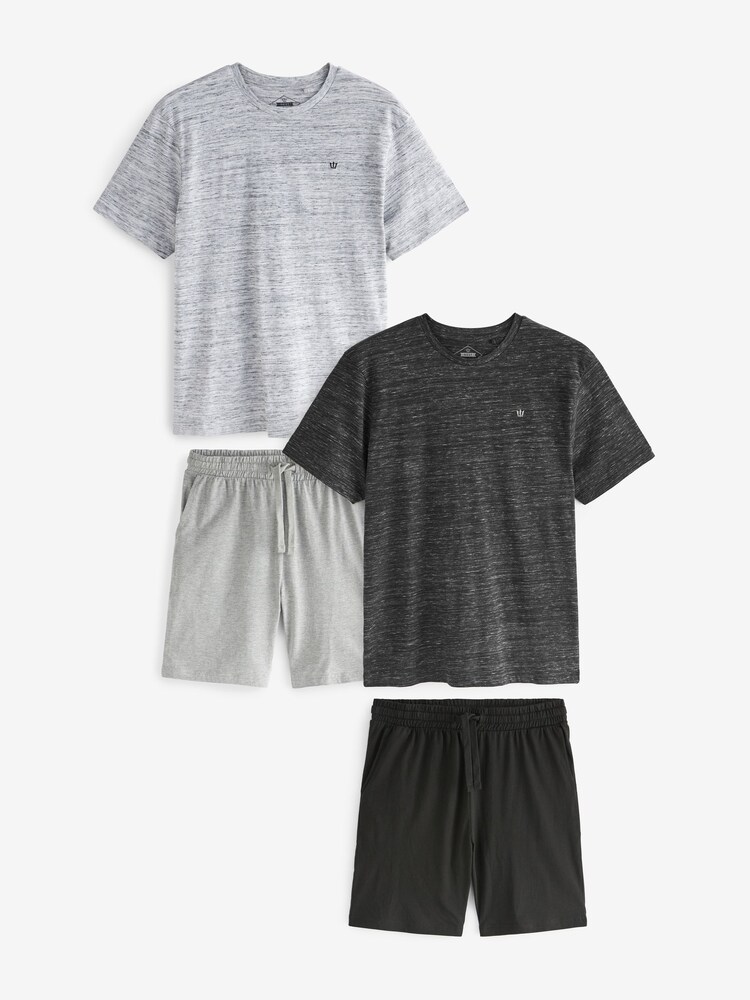 Black/Grey Shorts Pyjamas Set 2 Pack - Image 7 of 11