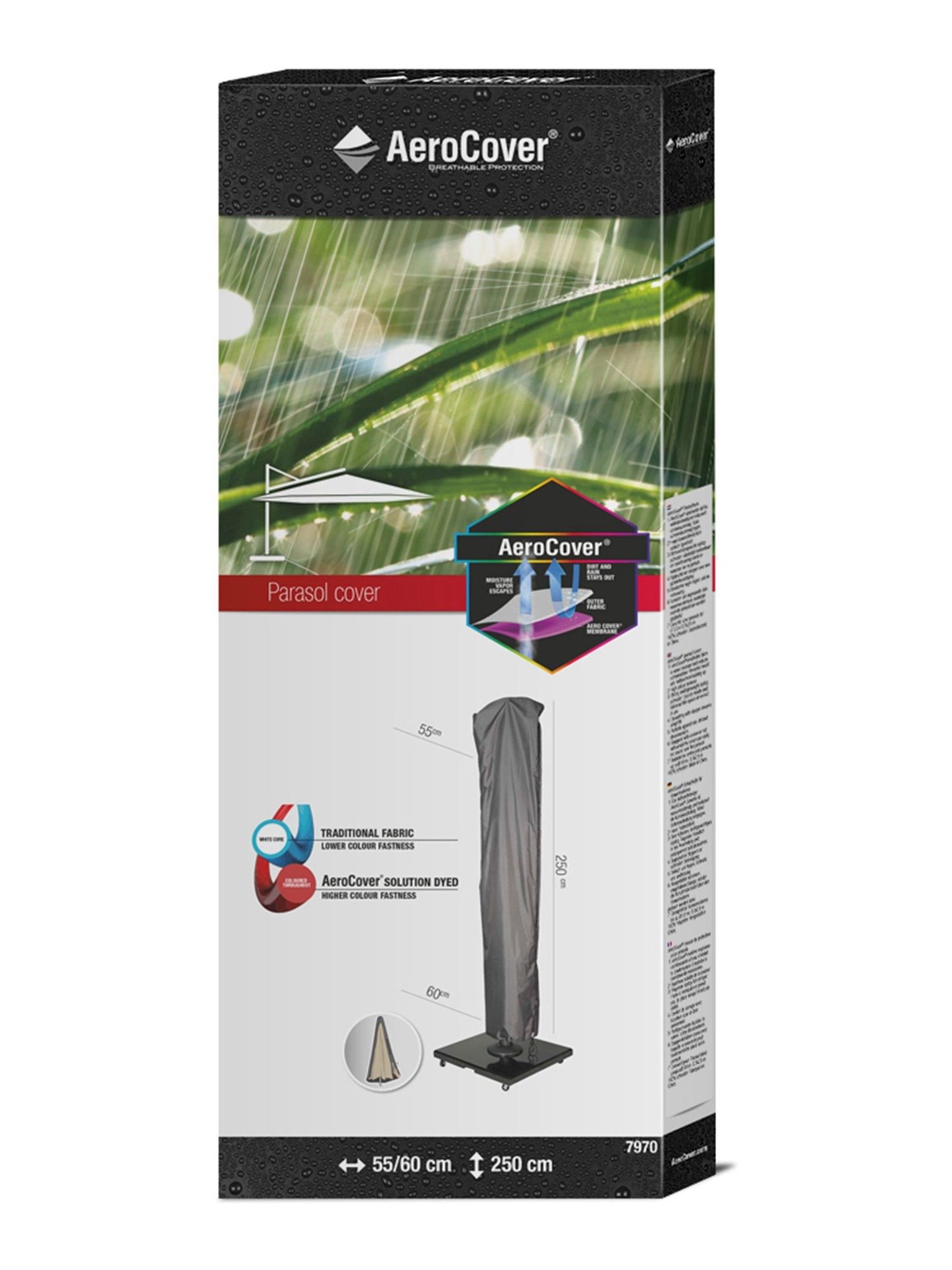 Aerocover Unisex Grey Free Arm Parasol 250 X 55/60