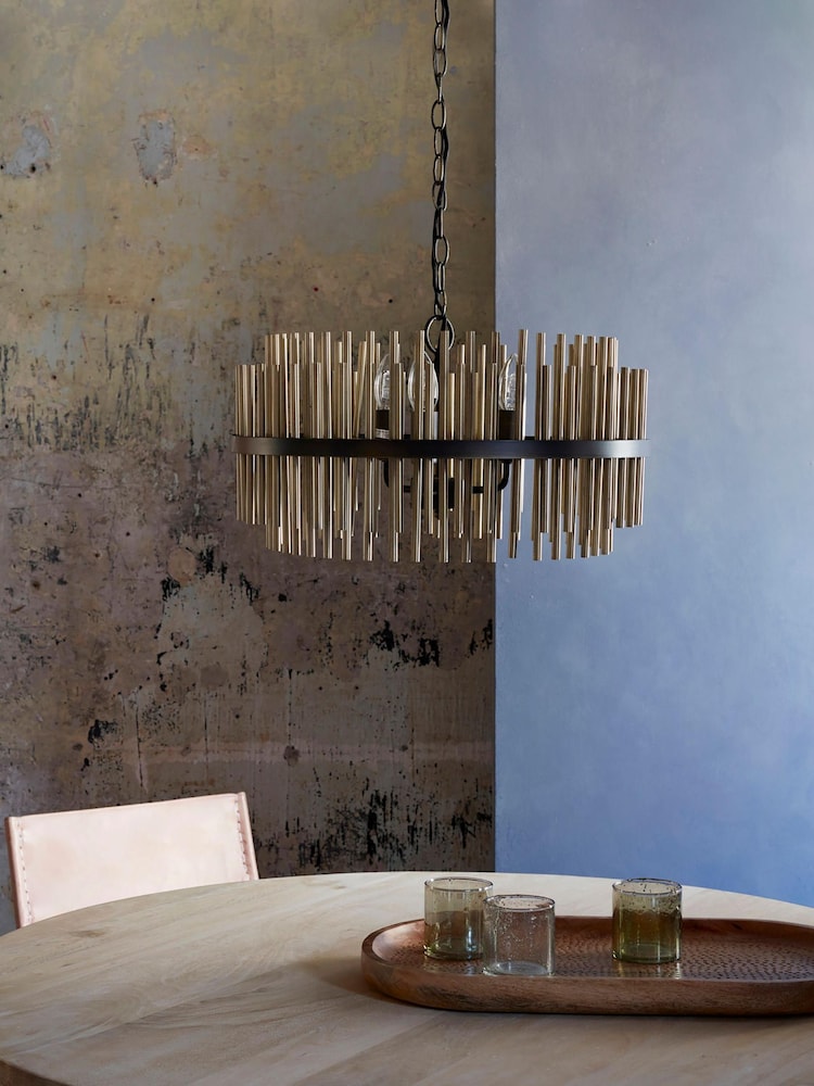 French Connection Gold Pipe Ceiling Light - Image 1 of 2
