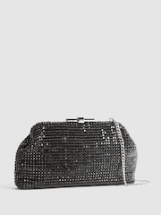 Reiss Black Adaline Embellished Clutch Bag - Image 4 of 8