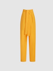 Reiss Yellow Malin Wide Leg Tie Detail Trousers - Image 2 of 7