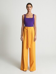 Reiss Yellow Malin Wide Leg Tie Detail Trousers - Image 3 of 7