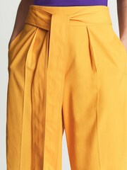 Reiss Yellow Malin Wide Leg Tie Detail Trousers - Image 6 of 7