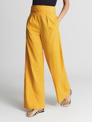 Reiss Yellow Malin Wide Leg Tie Detail Trousers - Image 7 of 7