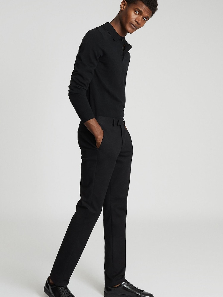 Reiss Black Eastbury Slim Fit Chinos - Image 1 of 6