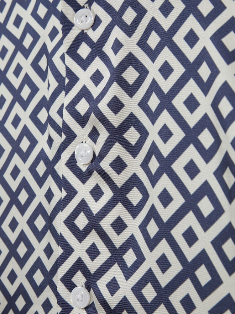 Reiss Navy Valencia Cuban Collar Geo Print Shirt - Image 6 of 6