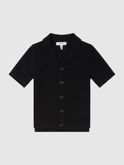 Reiss Black Chico Cuban Collar Stretch Shirt - Image 2 of 6