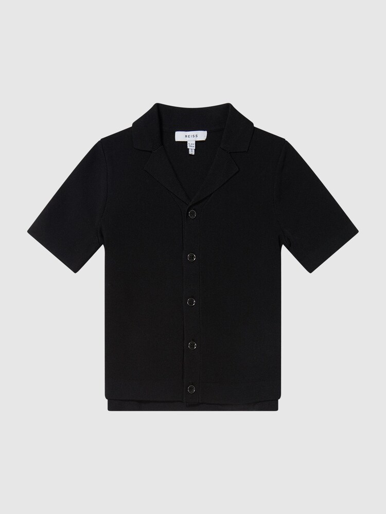 Reiss Black Chico Cuban Collar Stretch Shirt - Image 2 of 6