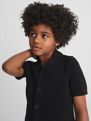 Reiss Black Chico Cuban Collar Stretch Shirt - Image 4 of 6